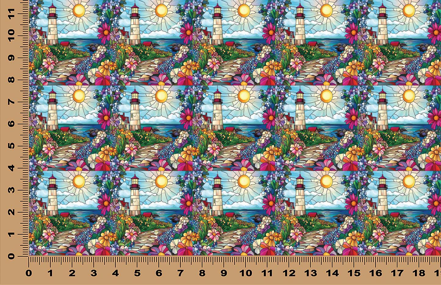 DecoCraft - Scenic Elevated Texture Tiles - Realistic Stained Glass - Spring Coastal Lighthouses - Sunlit Shoreline