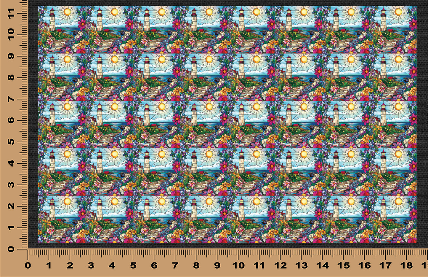 DecoCraft - Scenic Elevated Texture Tiles - Realistic Stained Glass - Spring Coastal Lighthouses - Sunlit Shoreline
