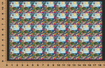 DecoCraft - Scenic Elevated Texture Tiles - Realistic Stained Glass - Spring Coastal Lighthouses - Sunlit Shoreline
