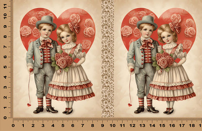 DecoCraft - Vintage Portrait Series - Valentine Portraits - Heartfelt Courtship