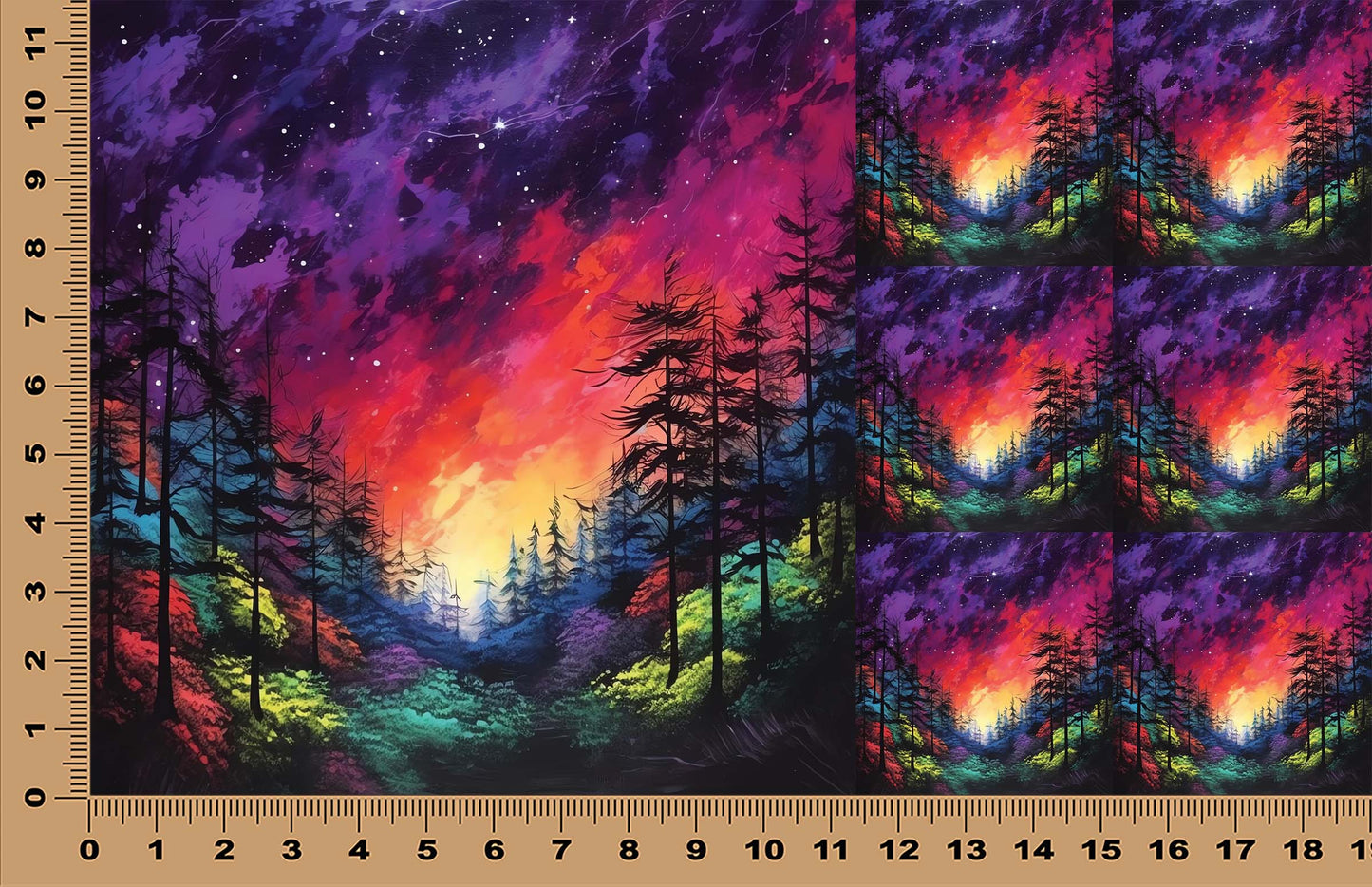 DecoCraft - Scenic Tiles Series - Vibrant Forest Nights - Ember Sky