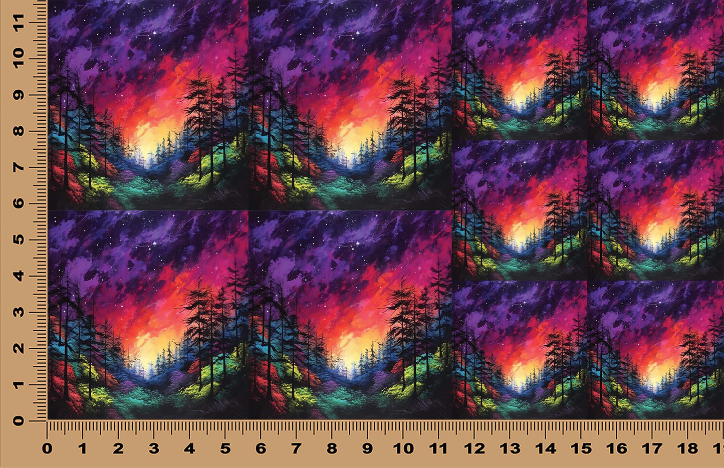 DecoCraft - Scenic Tiles Series - Vibrant Forest Nights - Ember Sky