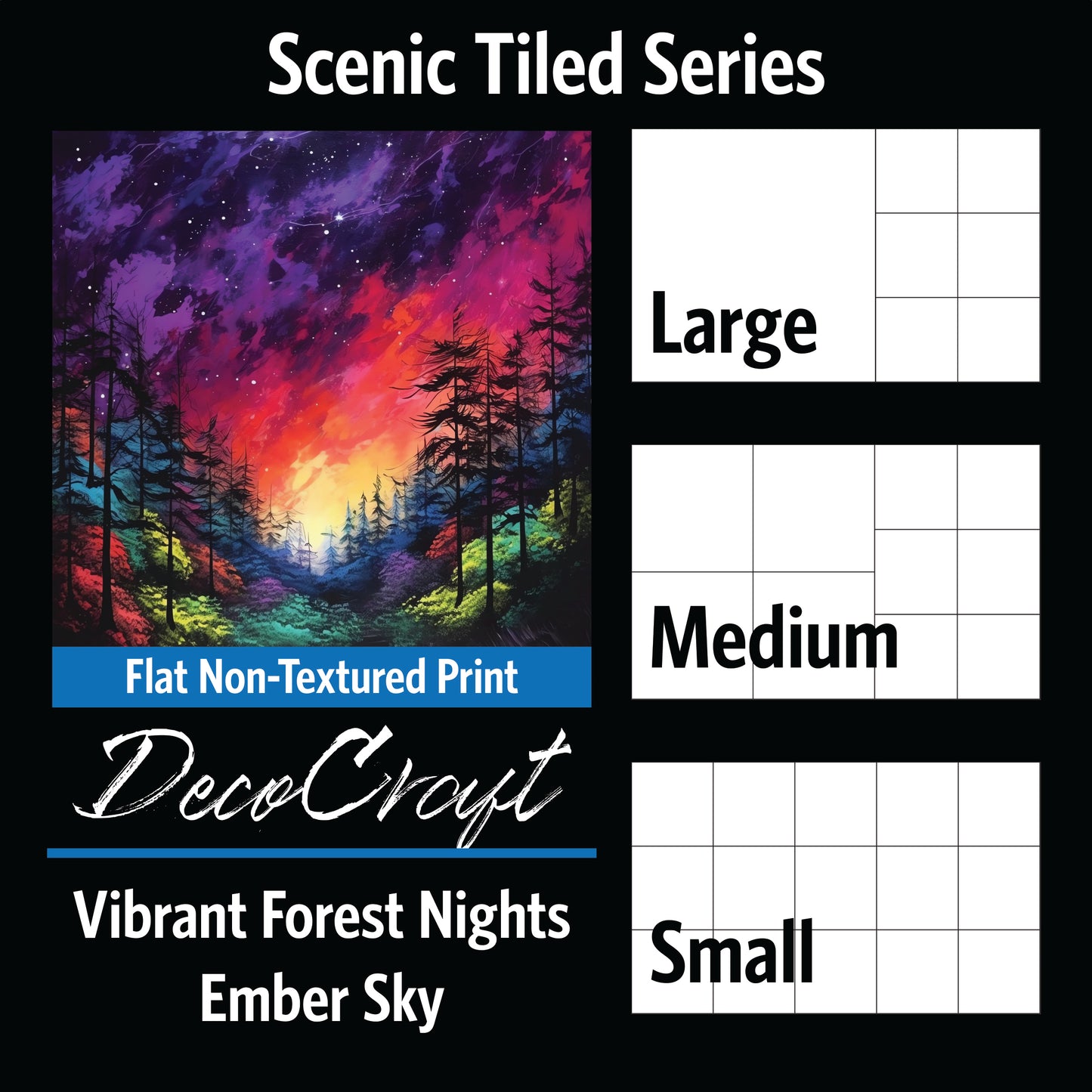DecoCraft - Scenic Tiles Series - Vibrant Forest Nights - Ember Sky