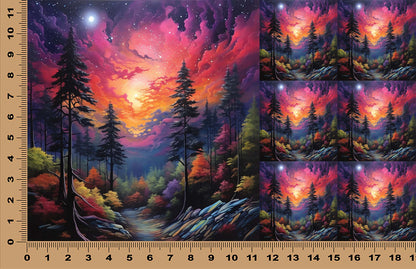 DecoCraft - Scenic Tiles Series - Vibrant Forest Nights - Twilight Glow