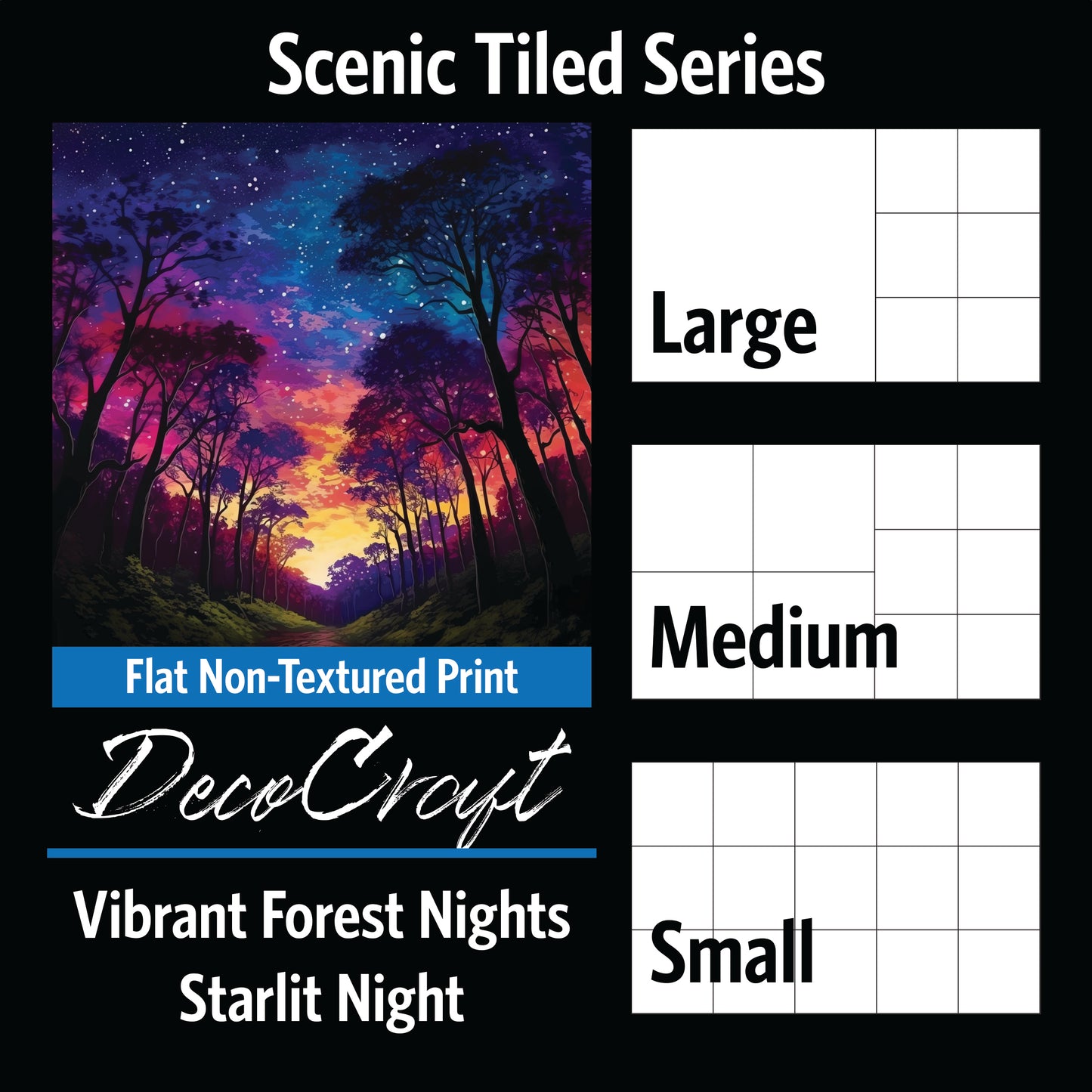 DecoCraft - Scenic Tiles Series - Vibrant Forest Nights - Starlit Night