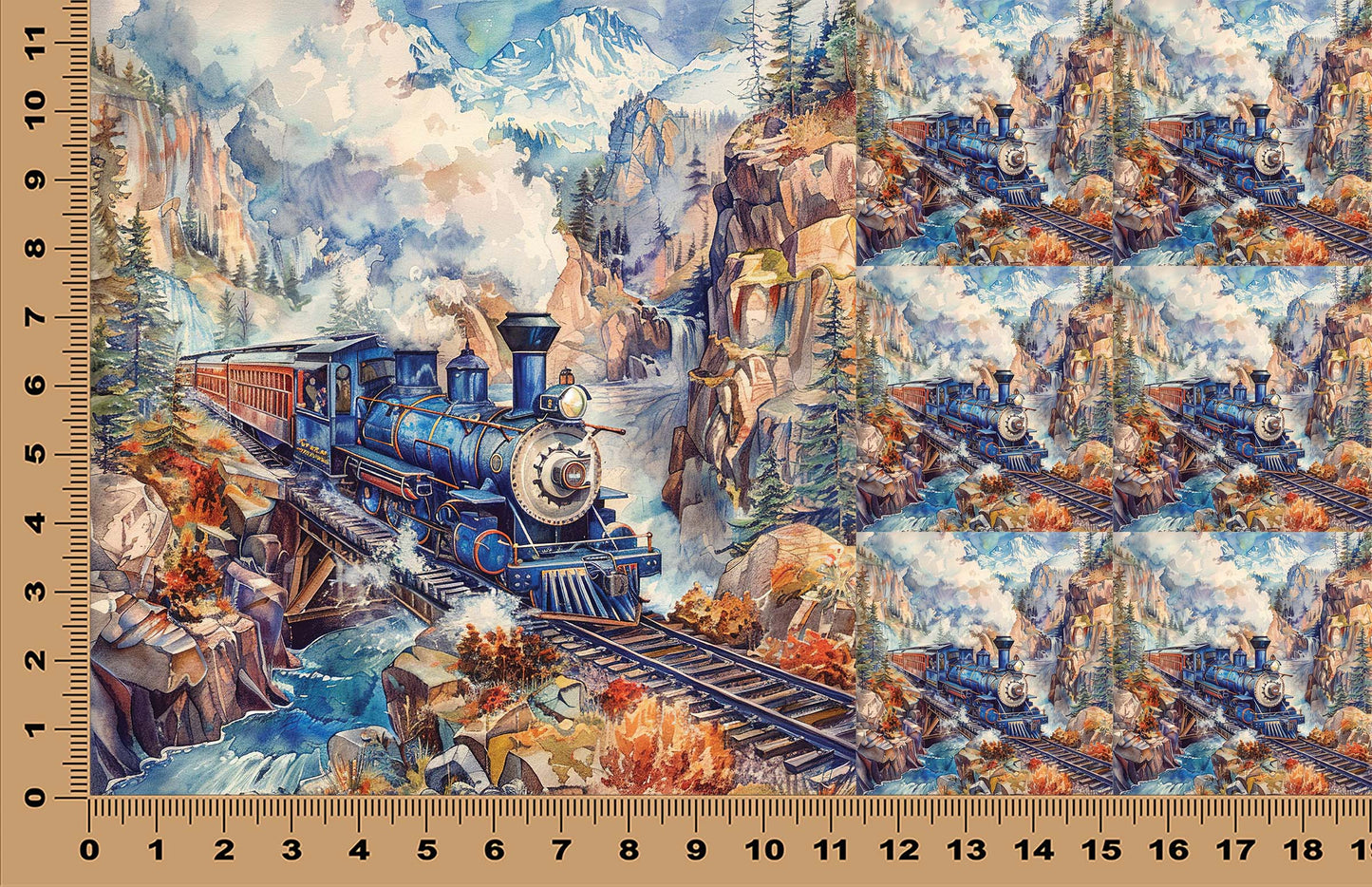 DecoCraft - Scenic Tiles Series - Watercolor Trains - Majestic Peaks