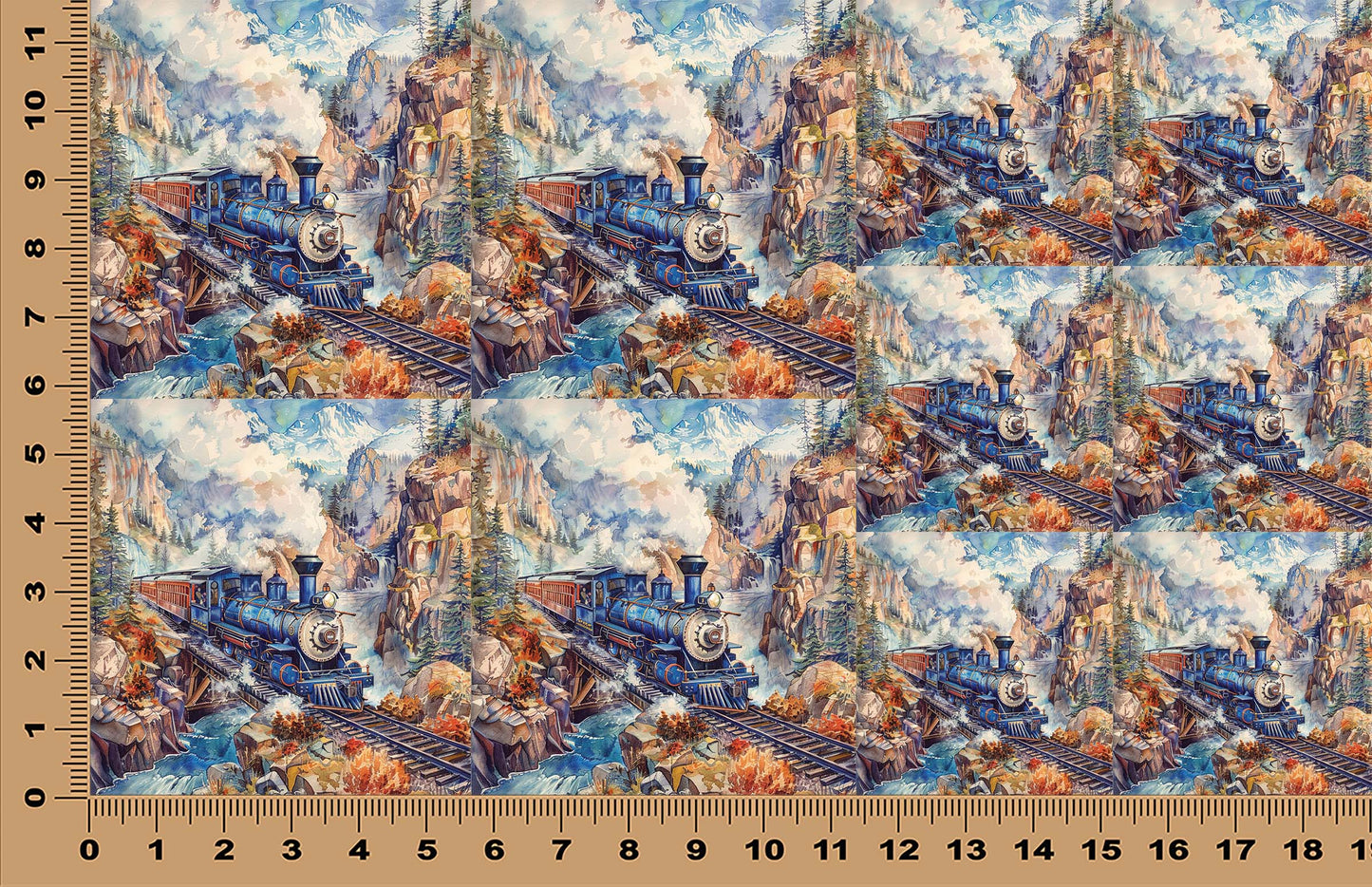 DecoCraft - Scenic Tiles Series - Watercolor Trains - Majestic Peaks