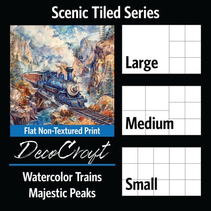 DecoCraft - Scenic Tiles Series - Watercolor Trains - Majestic Peaks