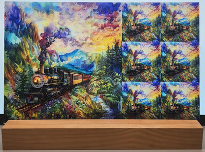 DecoCraft - Scenic Tiles Series - Watercolor Trains - Scenic Mountain