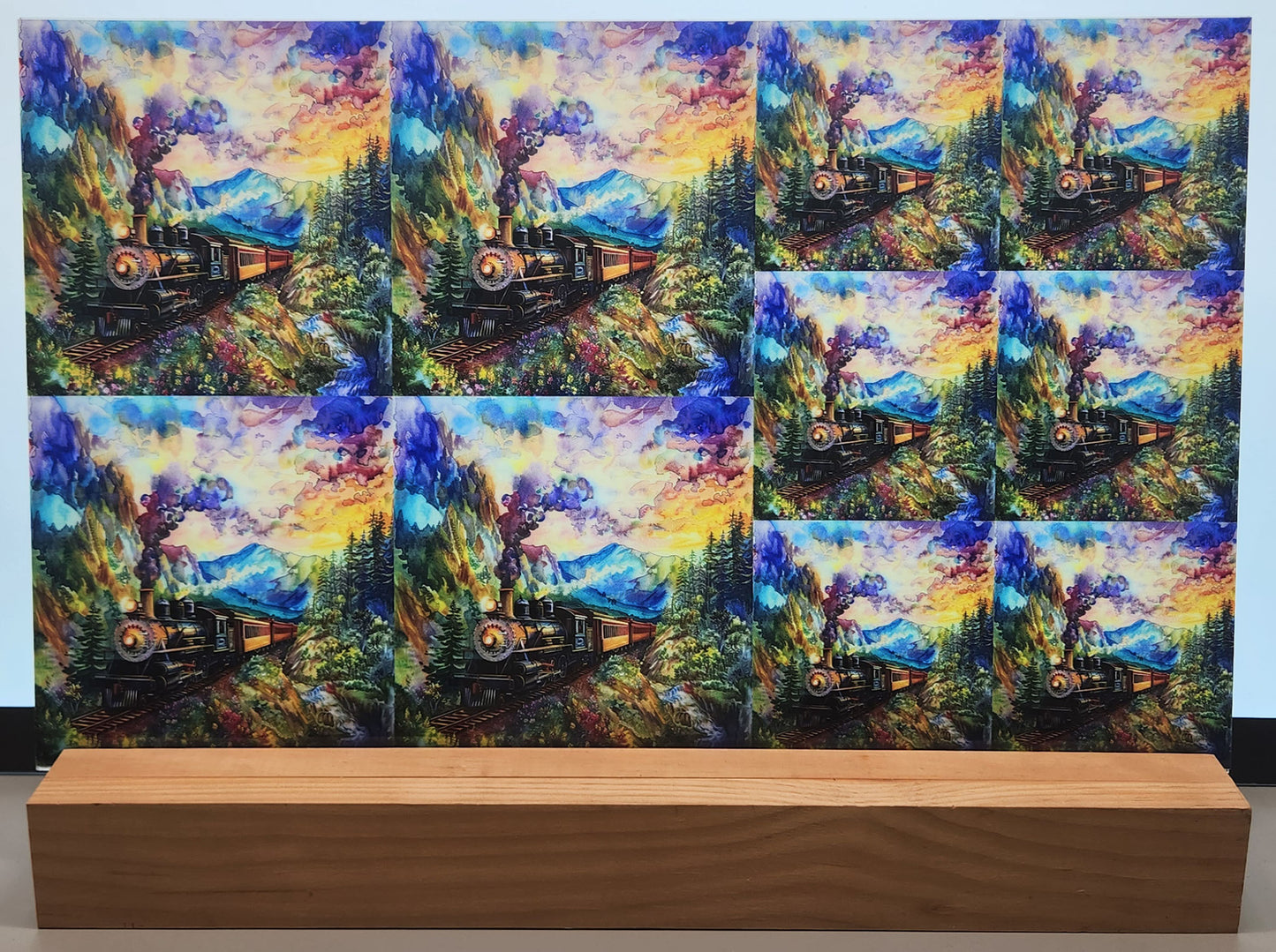 DecoCraft - Scenic Tiles Series - Watercolor Trains - Scenic Mountain