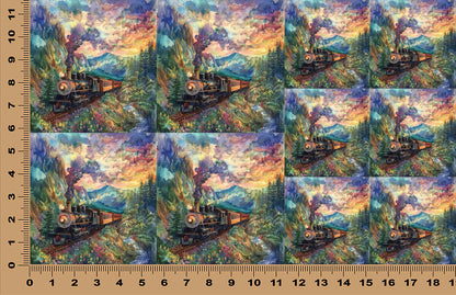 DecoCraft - Scenic Tiles Series - Watercolor Trains - Scenic Mountain