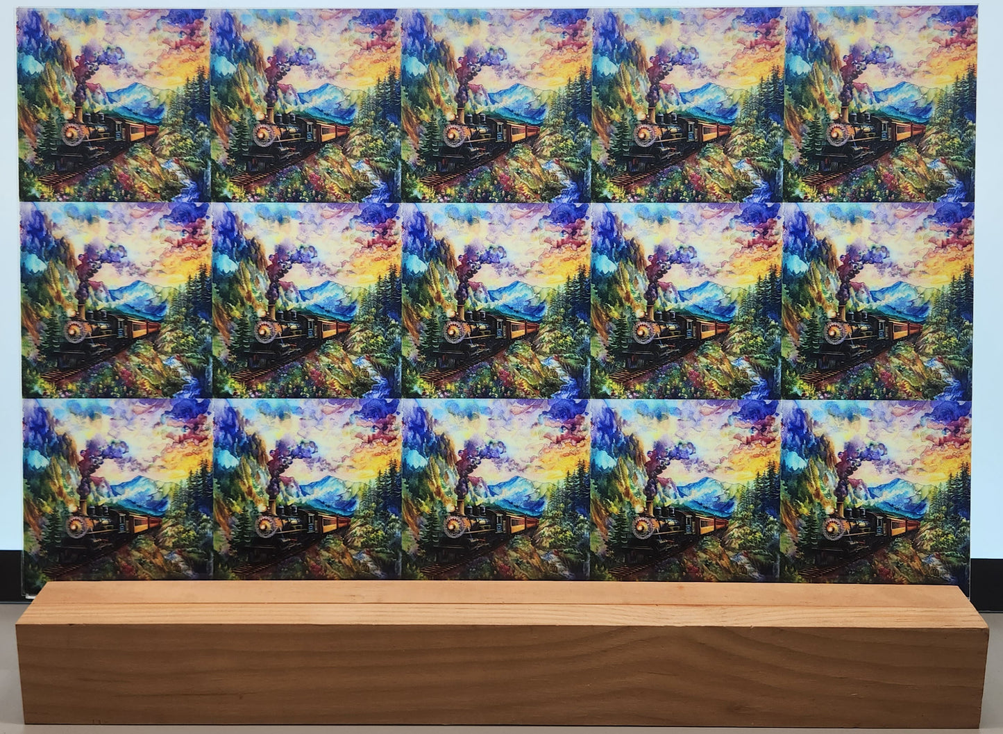 DecoCraft - Scenic Tiles Series - Watercolor Trains - Scenic Mountain