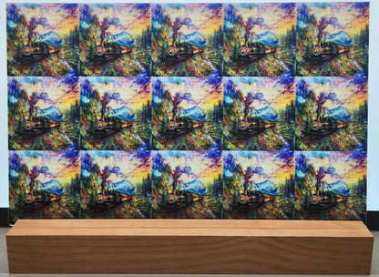 DecoCraft - Scenic Tiles Series - Watercolor Trains - Scenic Mountain