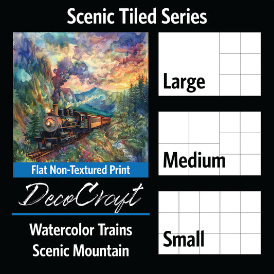 DecoCraft - Scenic Tiles Series - Watercolor Trains - Scenic Mountain