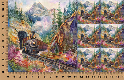 DecoCraft - Scenic Tiles Series - Watercolor Trains - Mountain Tunnel