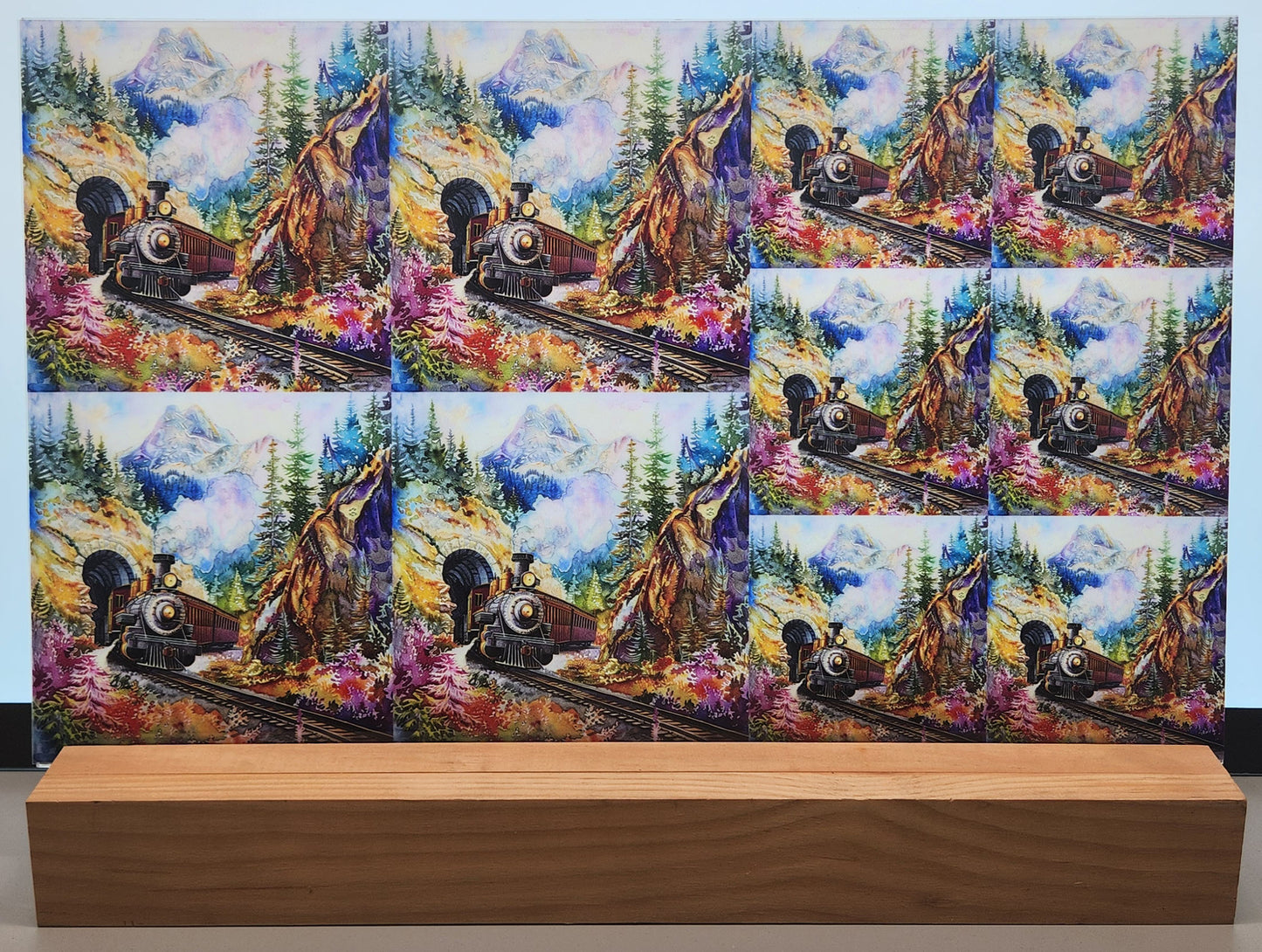 DecoCraft - Scenic Tiles Series - Watercolor Trains - Mountain Tunnel