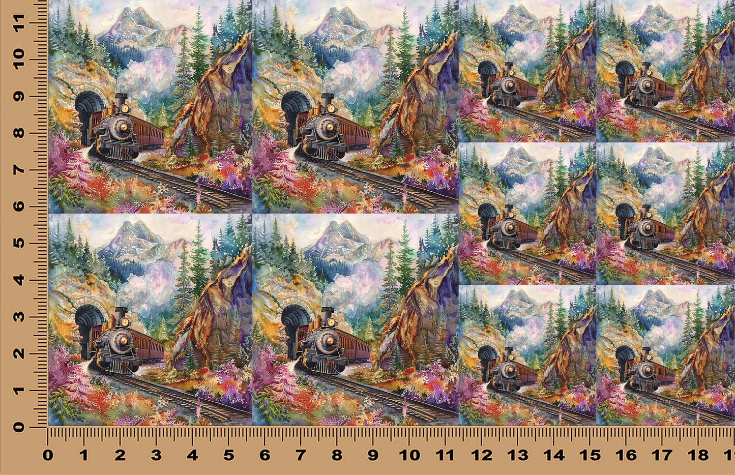 DecoCraft - Scenic Tiles Series - Watercolor Trains - Mountain Tunnel