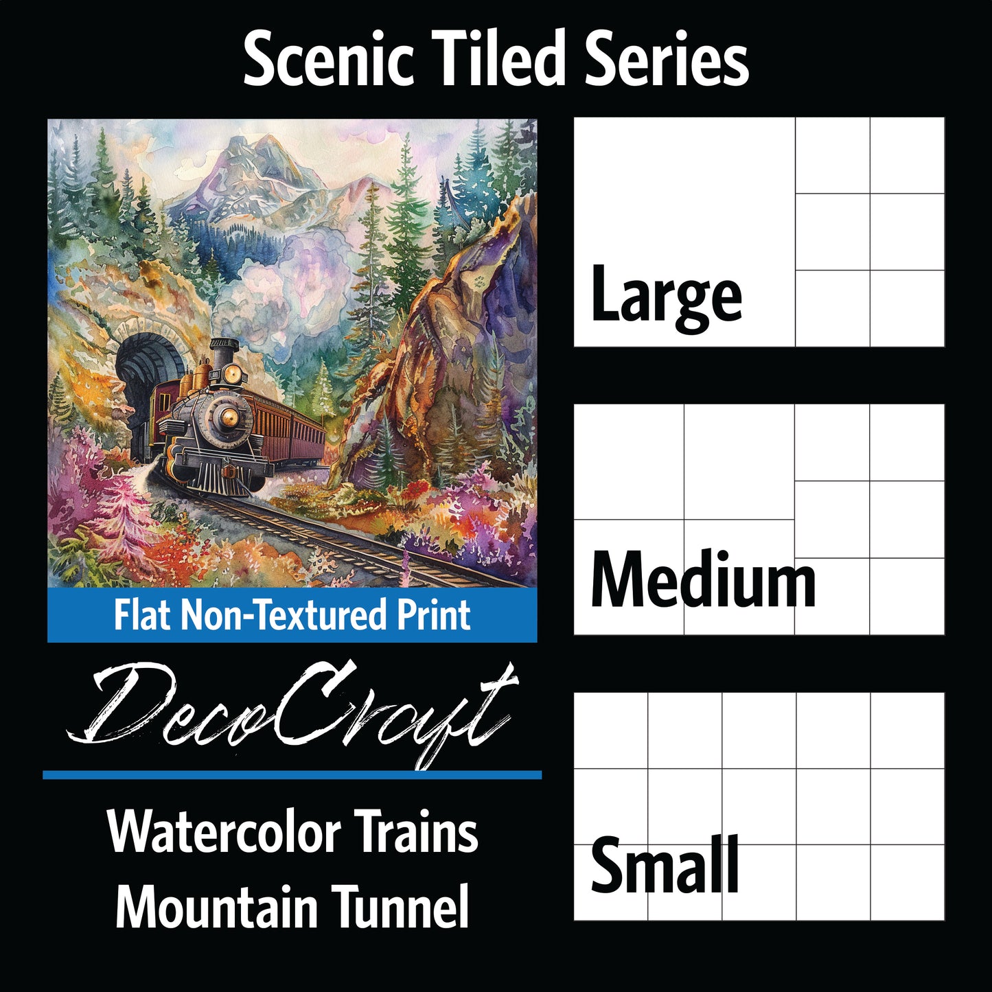 DecoCraft - Scenic Tiles Series - Watercolor Trains - Mountain Tunnel