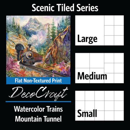 DecoCraft - Scenic Tiles Series - Watercolor Trains - Mountain Tunnel