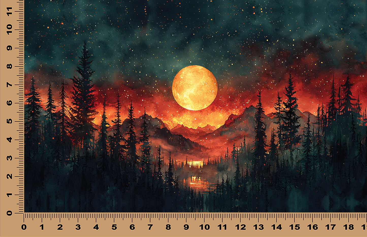 DecoCraft - Scenic Landscape Tiles Series - Firelight Moonrise