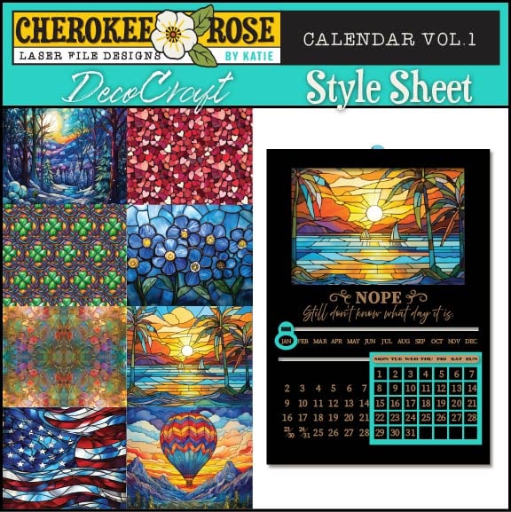 DecoCraft - Elevated Textures - Cherokee Rose - Realistic Stained Glass - Calendar Vol 1