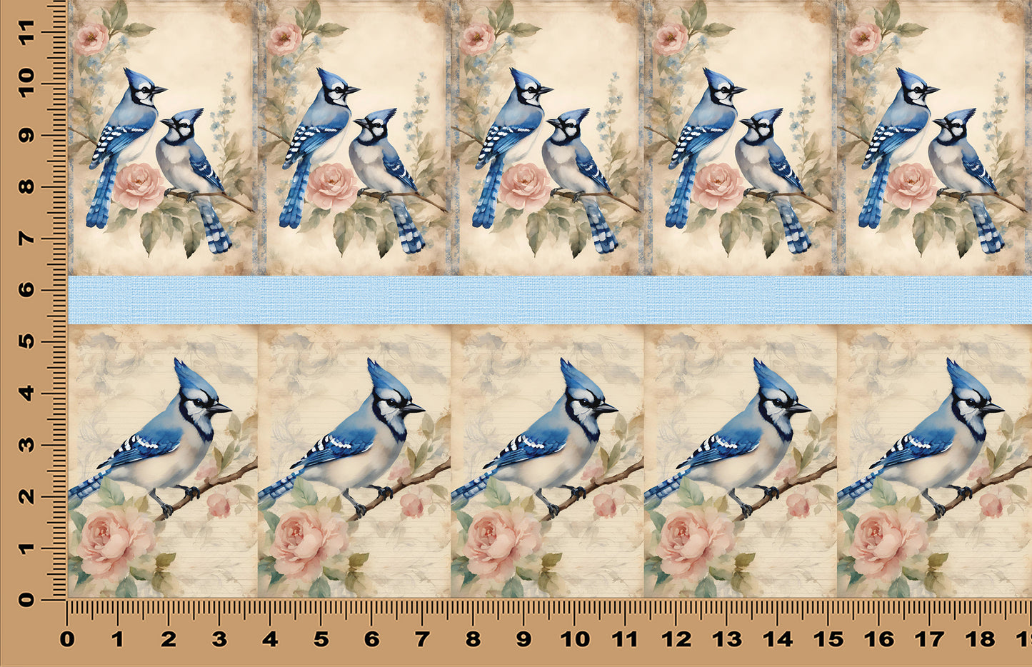 DecoCraft - Vintage Portrait Series - Blue Jay Florals