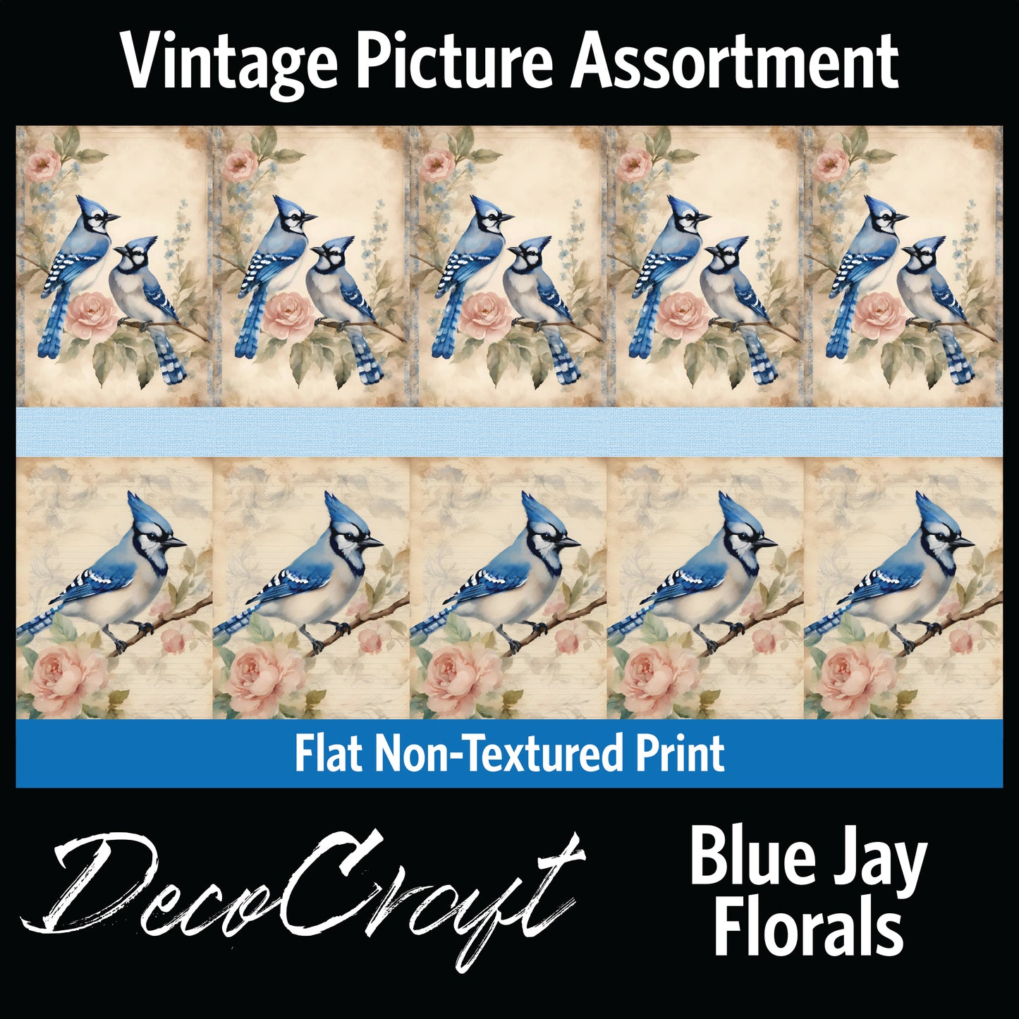 DecoCraft - Vintage Portrait Series - Blue Jay Florals