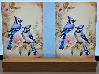 DecoCraft - Vintage Portrait Series - Blue Jay Florals - Blue Jay Companions