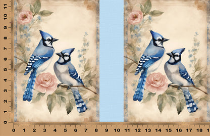 DecoCraft - Vintage Portrait Series - Blue Jay Florals - Blue Jay Companions