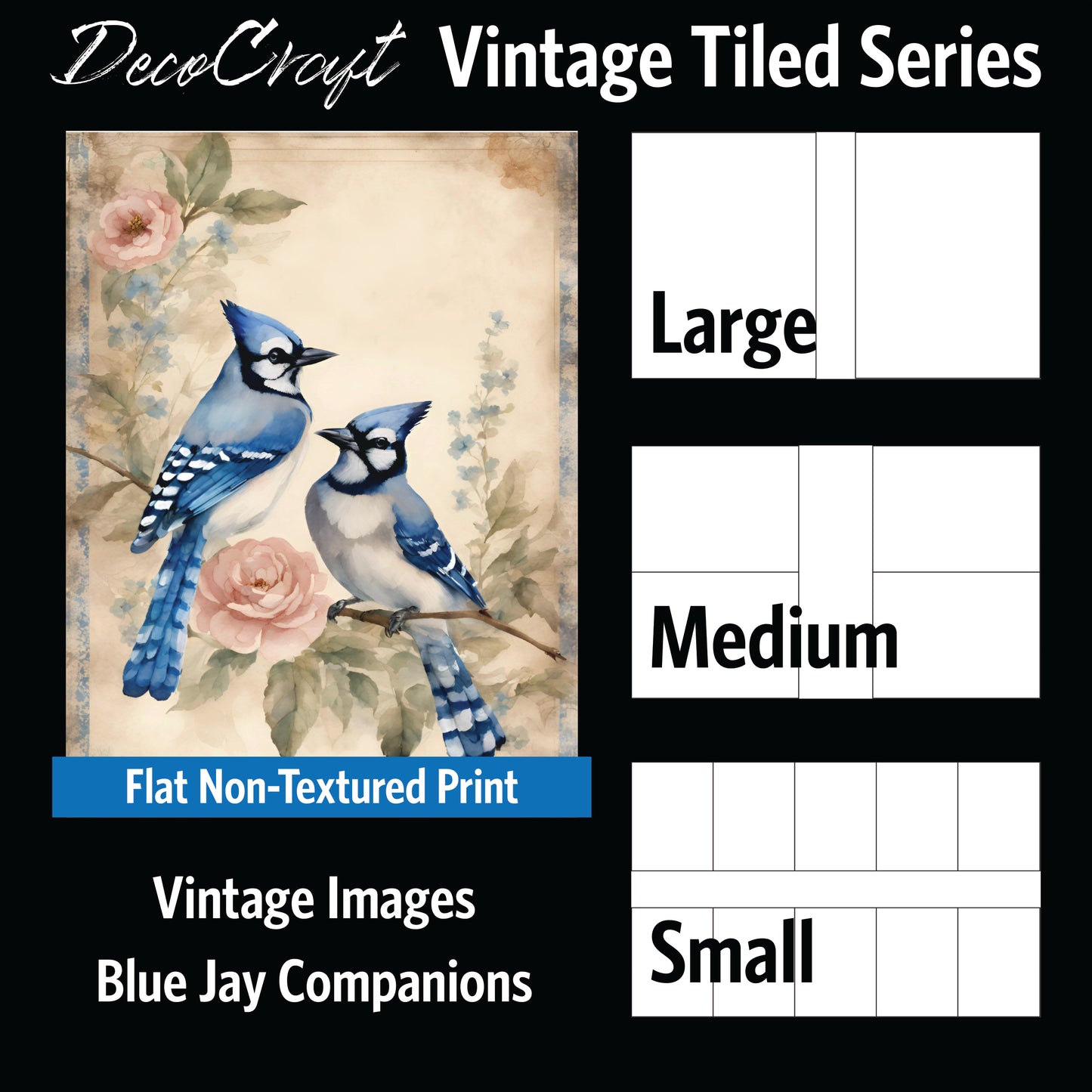 DecoCraft - Vintage Portrait Series - Blue Jay Florals - Blue Jay Companions