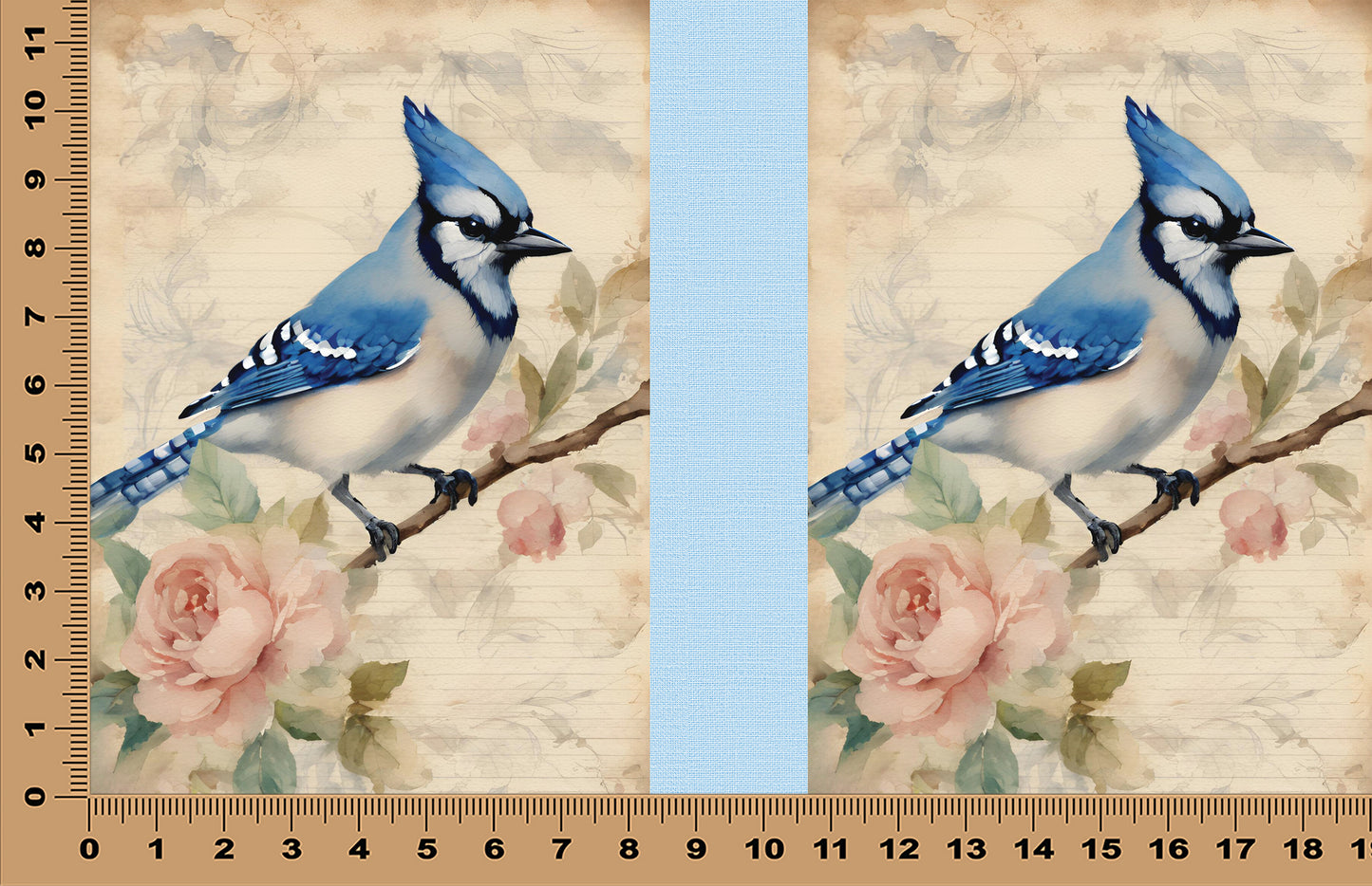 DecoCraft - Vintage Portrait Series - Blue Jay Florals - Blue Jay Perch