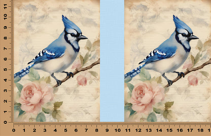 DecoCraft - Vintage Portrait Series - Blue Jay Florals - Blue Jay Perch