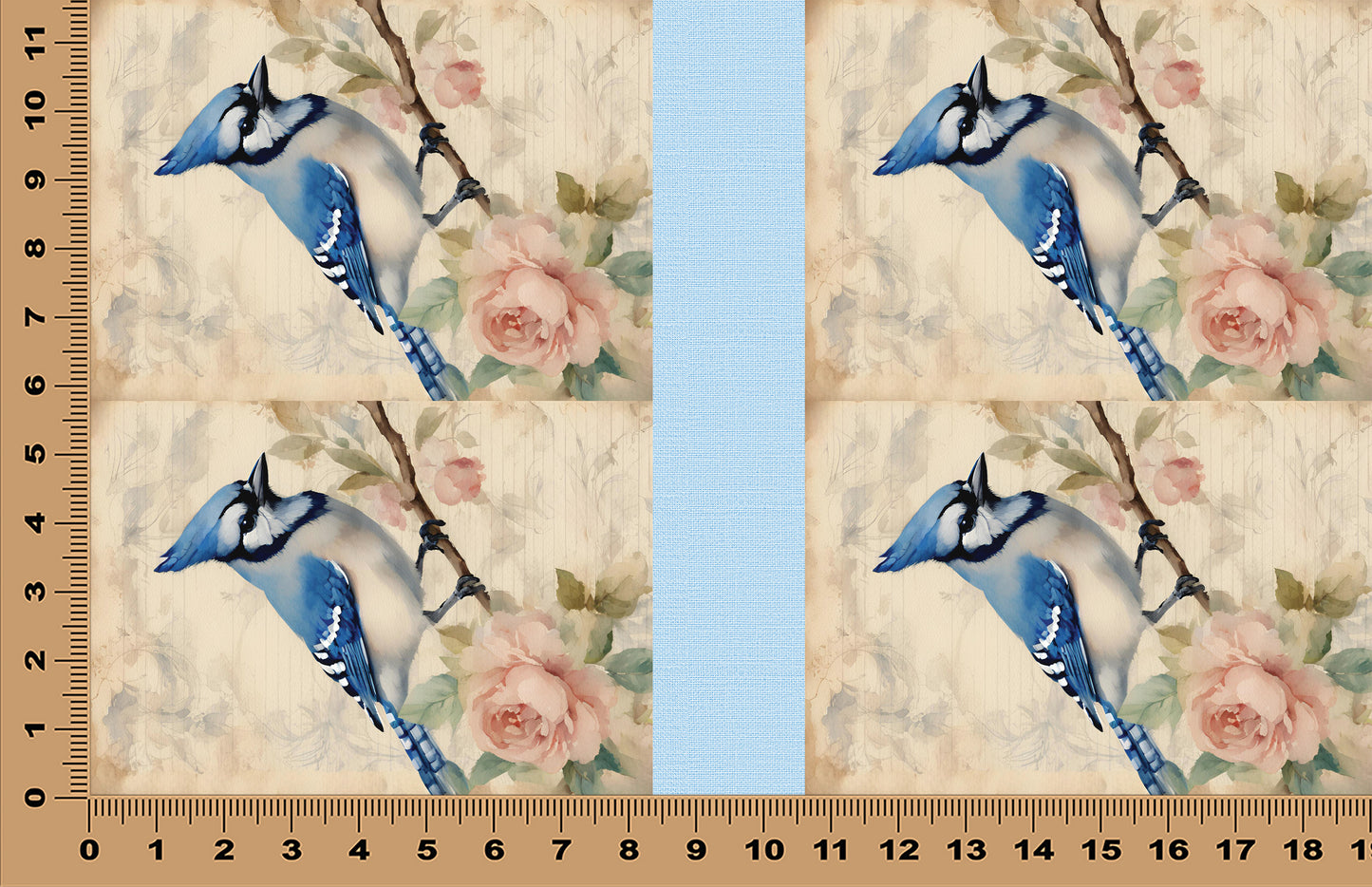 DecoCraft - Vintage Portrait Series - Blue Jay Florals - Blue Jay Perch