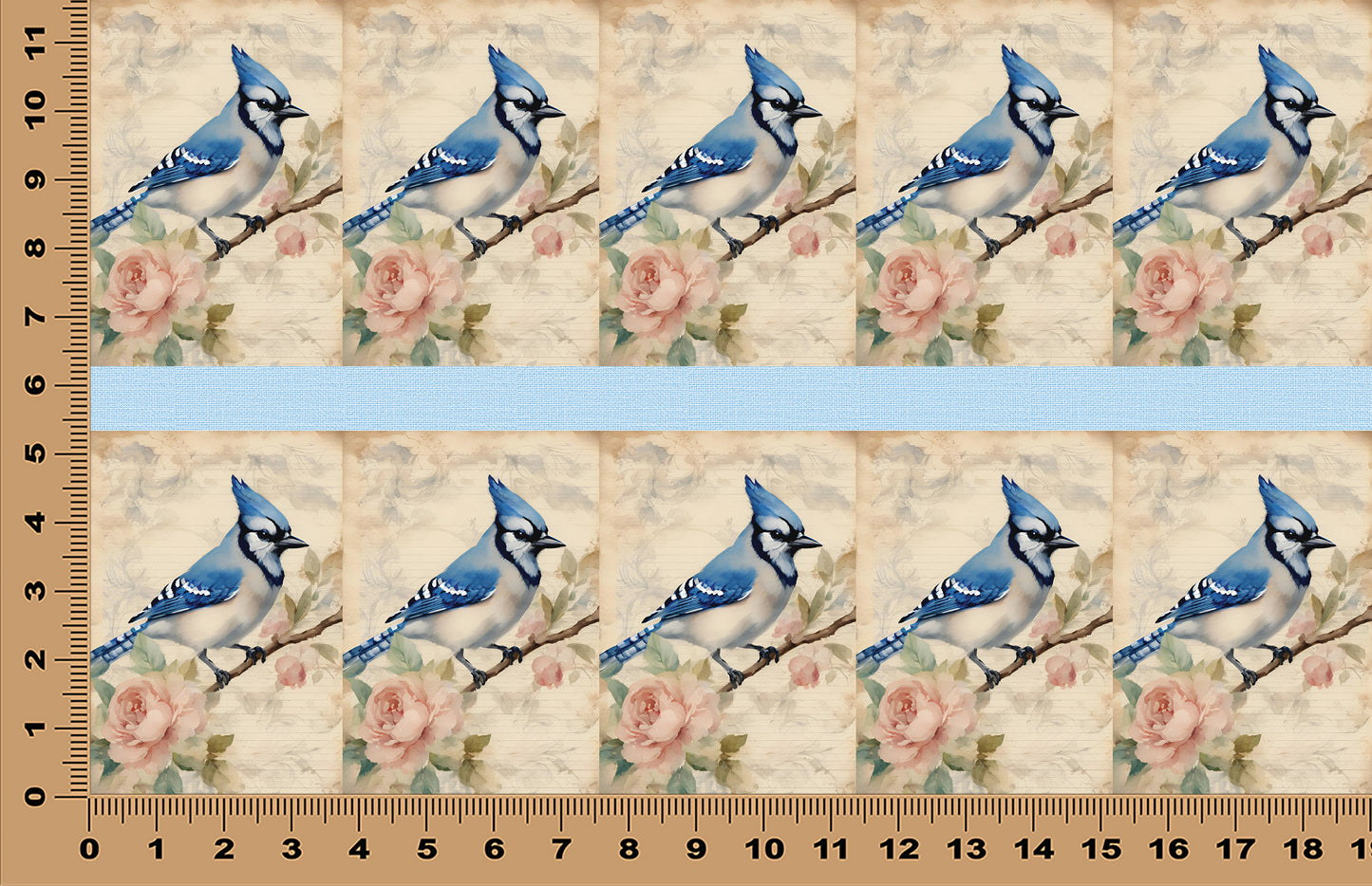 DecoCraft - Vintage Portrait Series - Blue Jay Florals - Blue Jay Perch