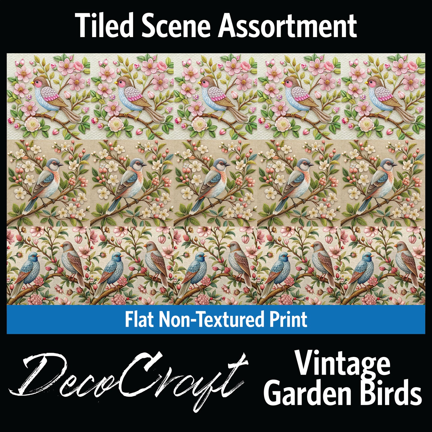 DecoCraft - Scenic Tiles Series - Vintage Garden Birds