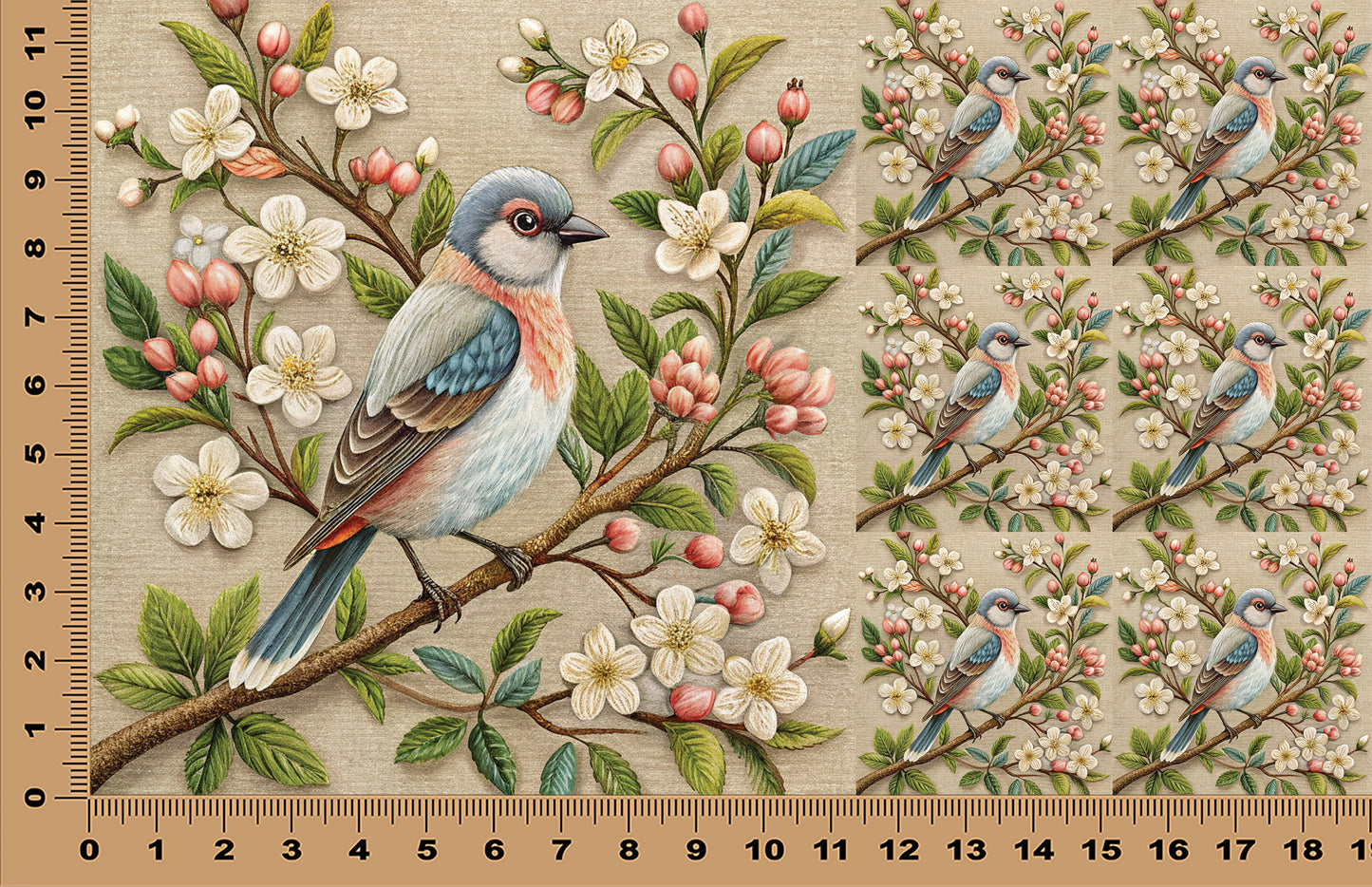 DecoCraft - Scenic Tiles Series - Spring Garden Finch