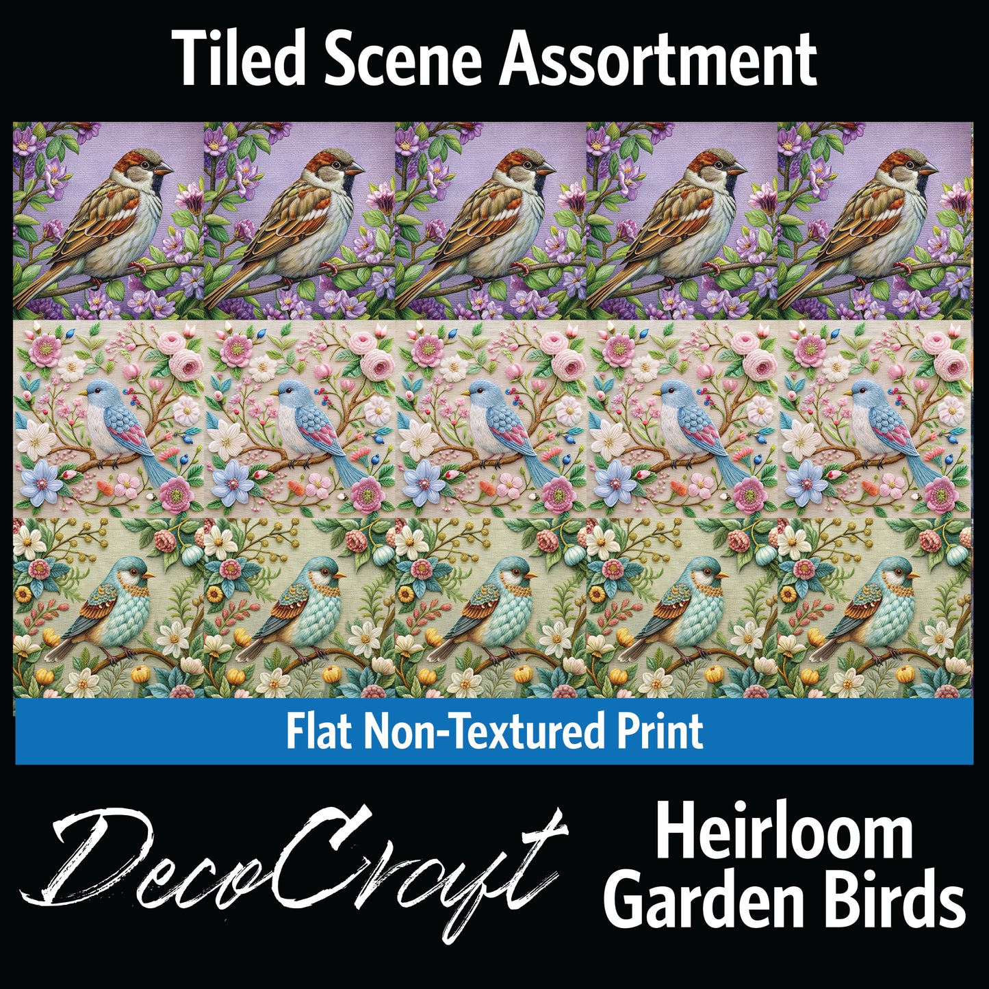 DecoCraft - Scenic Tiles Series - Heirloom Garden Birds