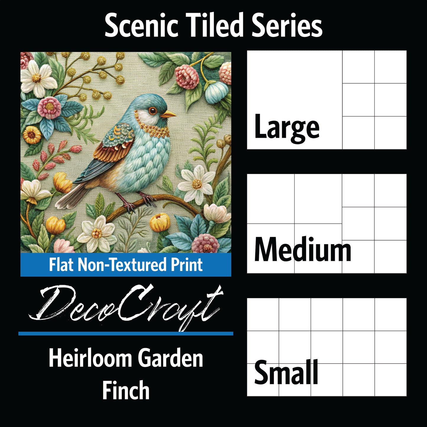 DecoCraft - Scenic Tiles Series - Heirloom Garden Finch
