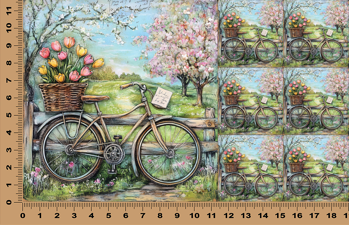 DecoCraft - Scenic Tiles Series - Blossom Lane Bicycle