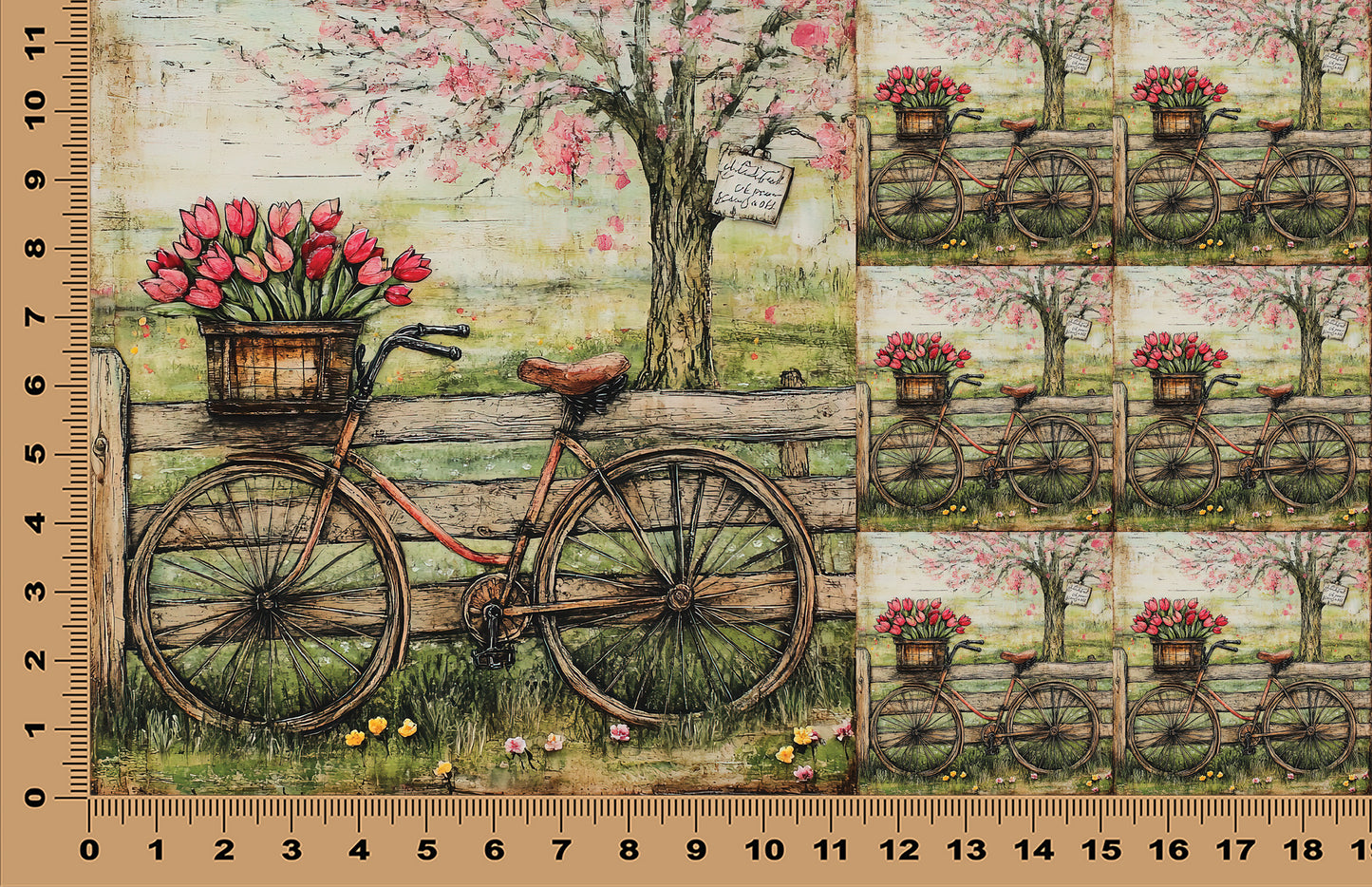 DecoCraft - Scenic Tiles Series - Tulips by the Old Fence