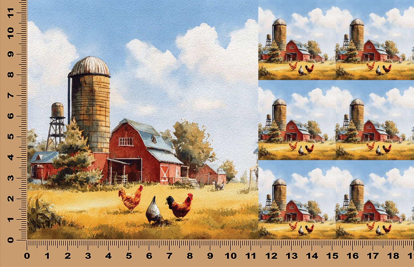 DecoCraft - Scenic Tiles Series - Sunlit Barnyard Morning