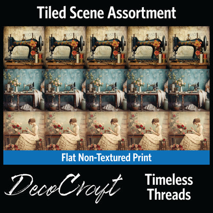 DecoCraft - Scenic Tiles Series - Timeless Threads - Vintage Sewing Trio