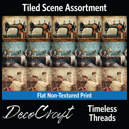 DecoCraft - Scenic Tiles Series - Timeless Threads - Vintage Sewing Trio