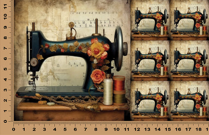 DecoCraft - Scenic Tiles Series - Rose Sewing Machine