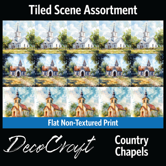 DecoCraft - Scenic Tiles Series - Sacred Country Chapels - Watercolor Church Trio