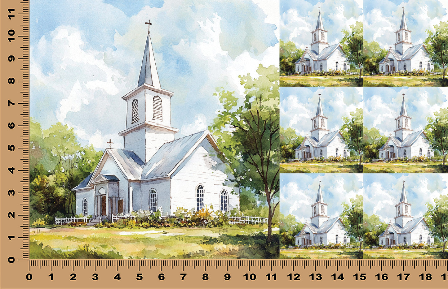 DecoCraft - Scenic Tiles Series - Little White Country Church