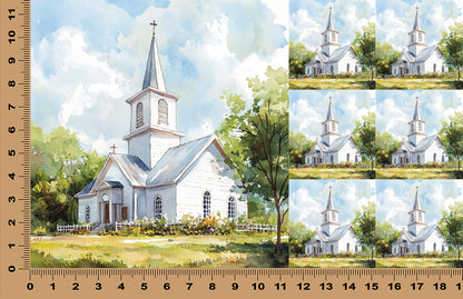 DecoCraft - Scenic Tiles Series - Little White Country Church