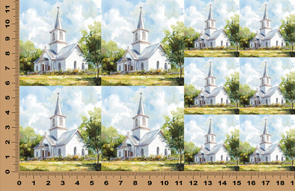 DecoCraft - Scenic Tiles Series - Little White Country Church