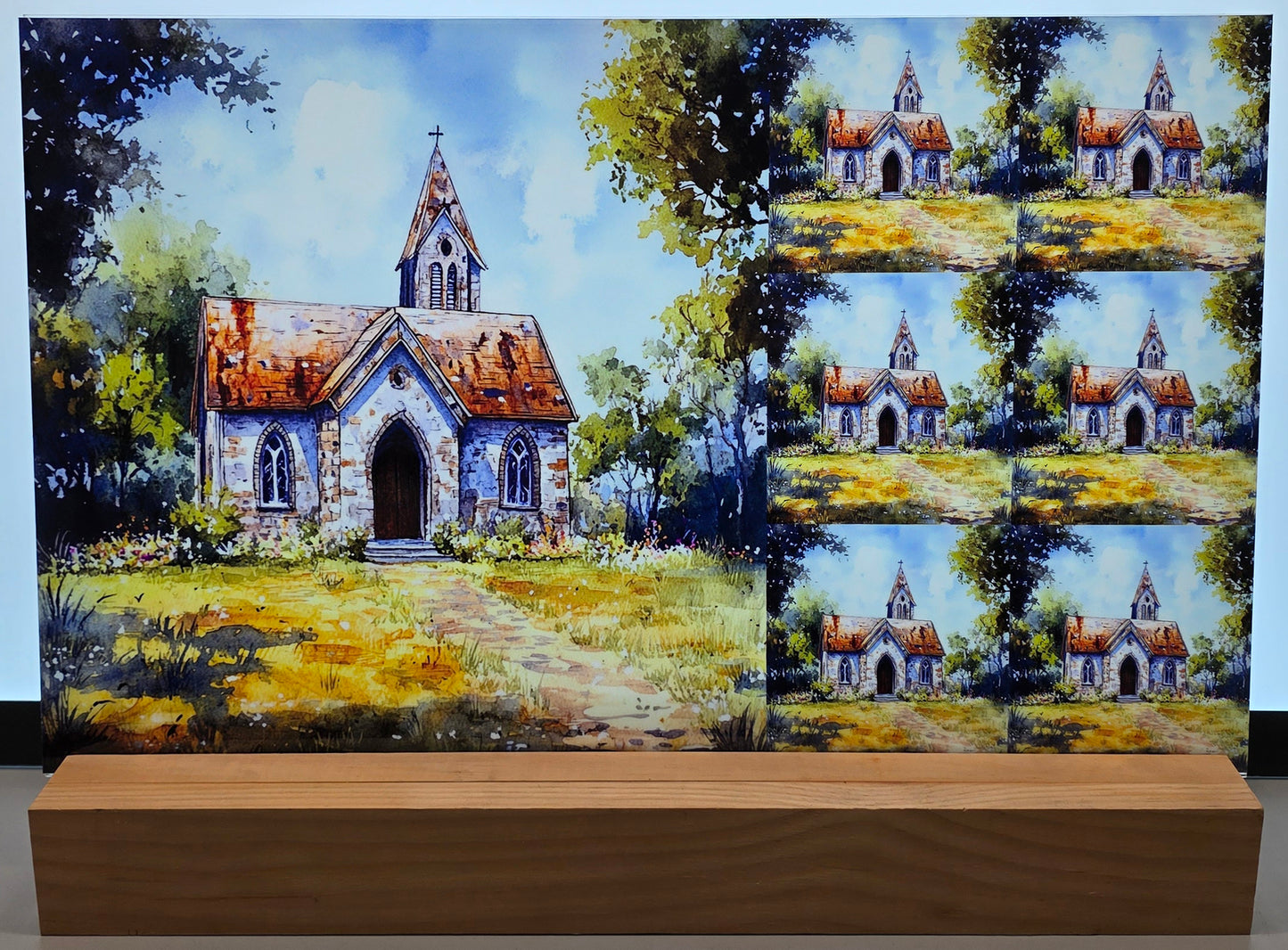 DecoCraft - Scenic Tiles Series - Stone Chapel in the Meadow