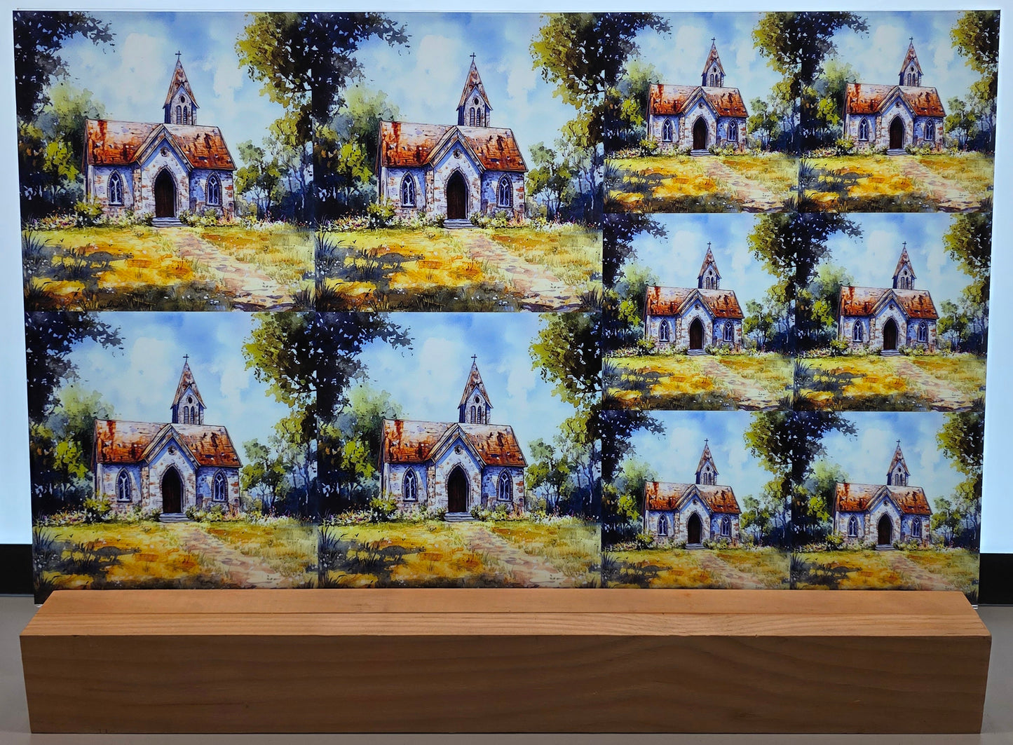 DecoCraft - Scenic Tiles Series - Stone Chapel in the Meadow